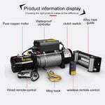Verricello elettrico per auto a doppio uso con telecomando wireless a funzionamento manuale, 12V 3000 Lbs, 12V 3500 Lbs, 12V 4000 Lbs, 12V 4500 Lbs, 24V 3000 Lbs, 24V 3500 Lbs, 24V 4000 Lbs, 24V 4500 Lbs