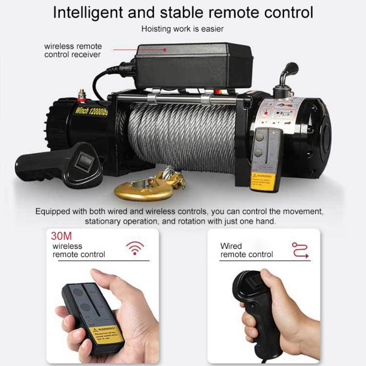 Verricello elettrico per auto a doppio uso con telecomando wireless a funzionamento manuale, 12V 3000 Lbs, 12V 3500 Lbs, 12V 4000 Lbs, 12V 4500 Lbs, 24V 3000 Lbs, 24V 3500 Lbs, 24V 4000 Lbs, 24V 4500 Lbs