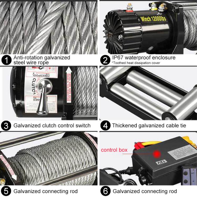Verricello elettrico per auto a doppio uso con telecomando wireless a funzionamento manuale, 12V 3000 Lbs, 12V 3500 Lbs, 12V 4000 Lbs, 12V 4500 Lbs, 24V 3000 Lbs, 24V 3500 Lbs, 24V 4000 Lbs, 24V 4500 Lbs