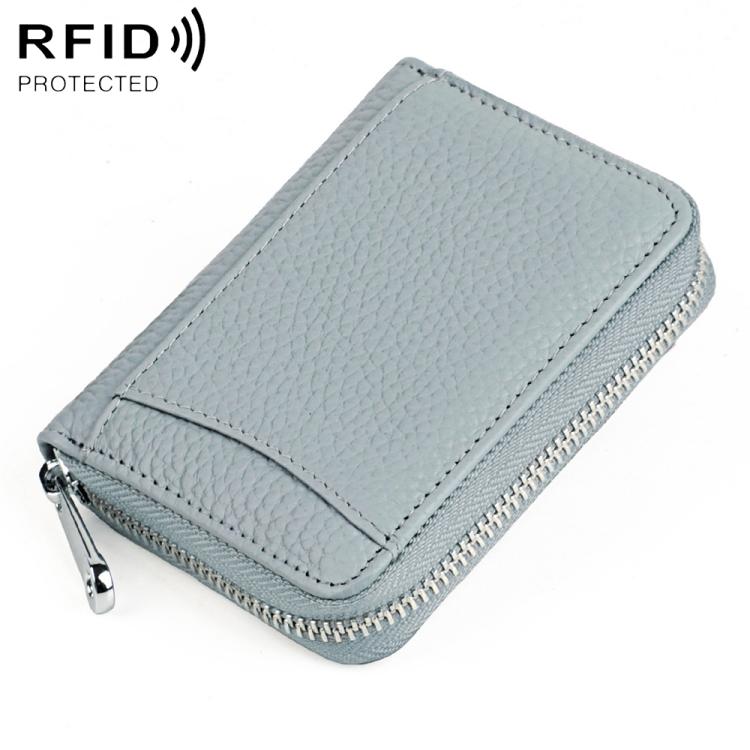 Portafoglio con cerniera in vera pelle antifurto RFID KB301