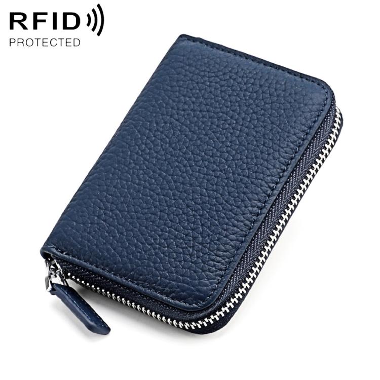 Portamonete antifurto RFID KB28 in vera pelle con cerniera