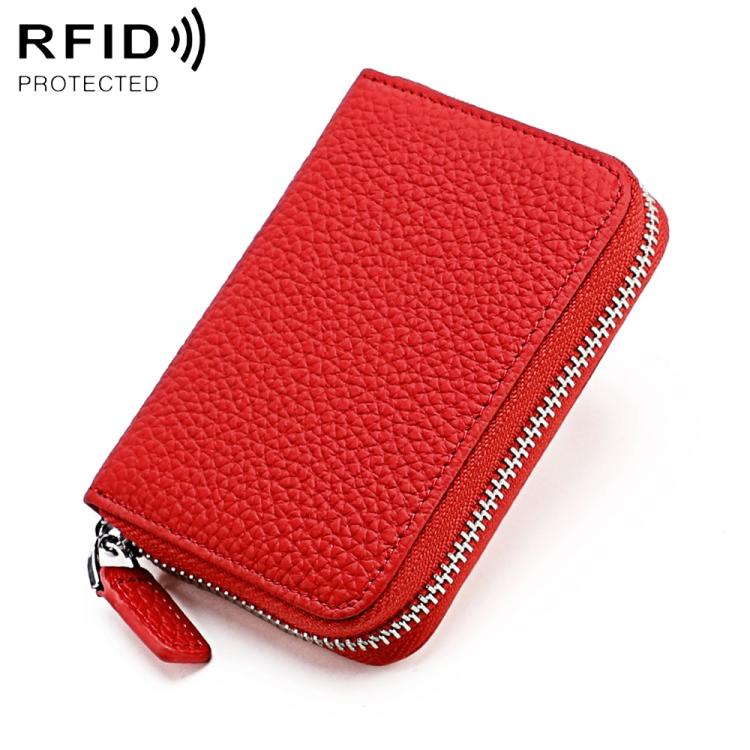 Portamonete antifurto RFID KB28 in vera pelle con cerniera