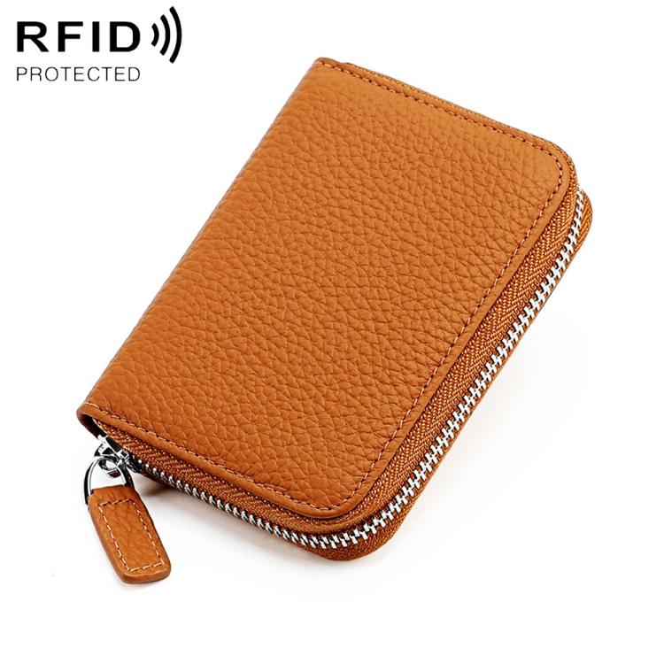 Portamonete antifurto RFID KB28 in vera pelle con cerniera