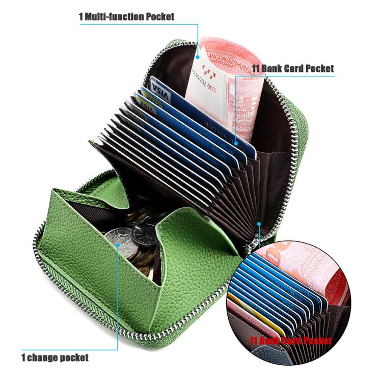 Portamonete antifurto RFID KB28 in vera pelle con cerniera