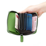 Portamonete antifurto RFID KB28 in vera pelle con cerniera