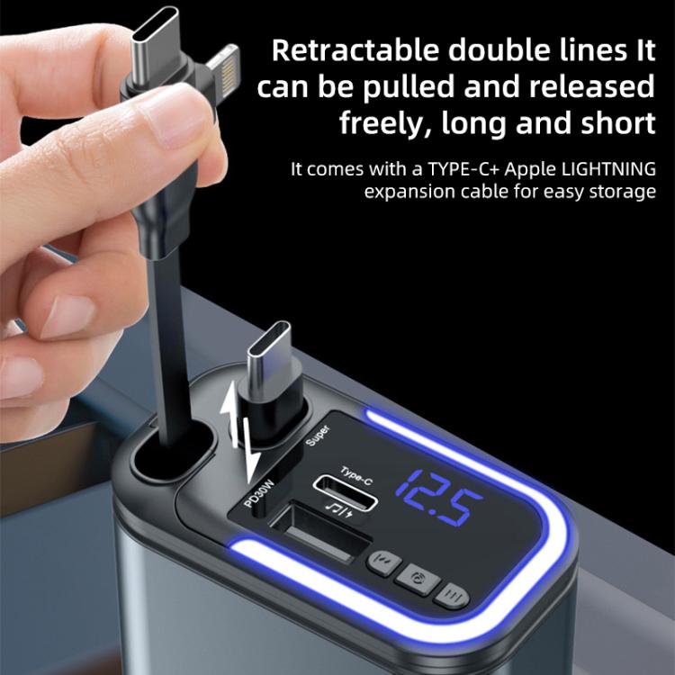 Lettore MP3 Bluetooth per auto F9 con caricatore rapido e cavo retrattile, F9 with Retractable Cable