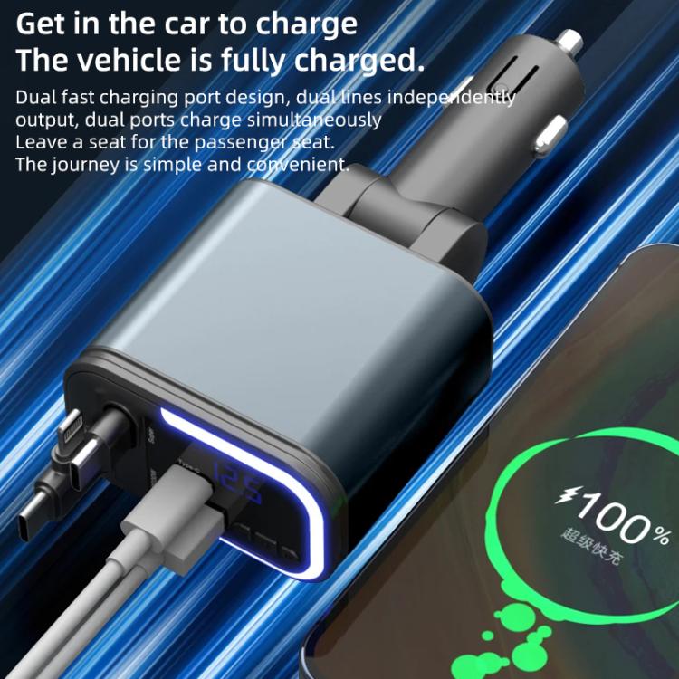 Lettore MP3 Bluetooth per auto F9 con caricatore rapido e cavo retrattile, F9 with Retractable Cable