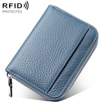 Mini porta carte antifurto RFID in vera pelle con cerniera