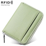 Mini porta carte antifurto RFID in vera pelle con cerniera