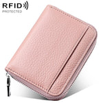 Mini porta carte antifurto RFID in vera pelle con cerniera