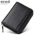 Mini porta carte antifurto RFID in vera pelle con cerniera