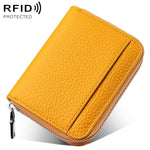 Mini porta carte antifurto RFID in vera pelle con cerniera