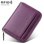 Mini porta carte antifurto RFID in vera pelle con cerniera