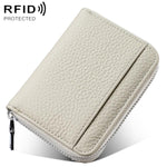 Mini porta carte antifurto RFID in vera pelle con cerniera