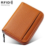 Mini porta carte antifurto RFID in vera pelle con cerniera