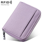 Mini porta carte antifurto RFID in vera pelle con cerniera