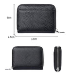 Mini porta carte antifurto RFID in vera pelle con cerniera