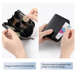 Mini porta carte antifurto RFID in vera pelle con cerniera