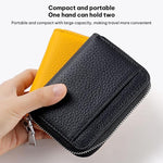 Mini porta carte antifurto RFID in vera pelle con cerniera