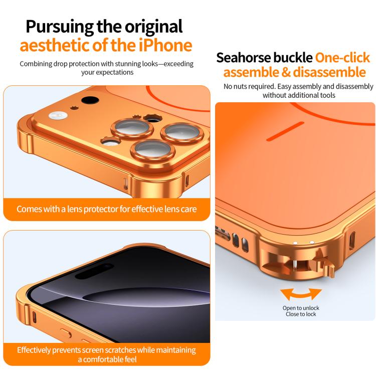 Passa alla custodia magnetica per telefono con cornice in metallo e lente della serie 17 X1, For iPhone 14 Pro, For iPhone 14 Pro Max, For iPhone 13 Pro Max, For iPhone 13 Pro