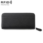 Portamonete a soffietto con cerniera antifurto RFID in vera pelle