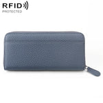 Portamonete a soffietto con cerniera antifurto RFID in vera pelle