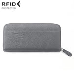 Portamonete a soffietto con cerniera antifurto RFID in vera pelle
