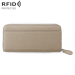 Portamonete a soffietto con cerniera antifurto RFID in vera pelle