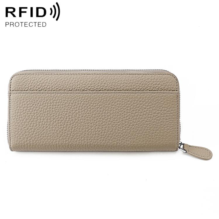 Portamonete a soffietto con cerniera antifurto RFID in vera pelle