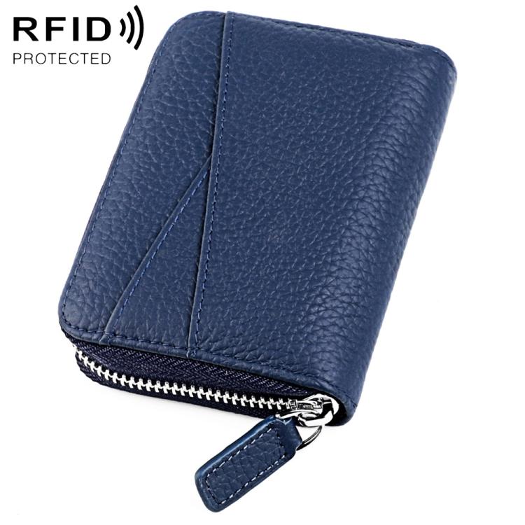 Portafoglio porta carte KB23 in vera pelle con cerniera e scomparto multiplo a fisarmonica con tecnologia RFID.