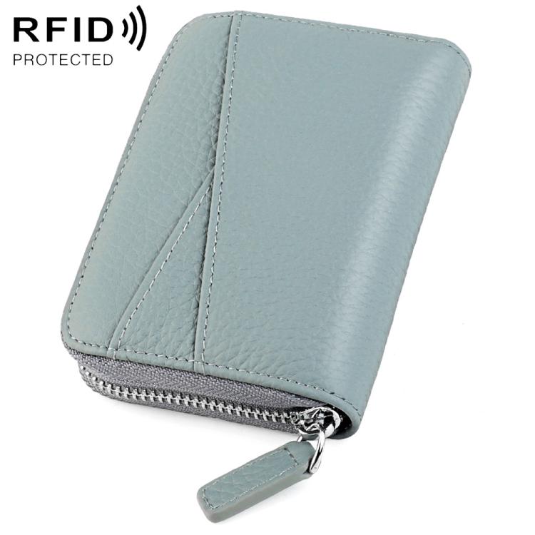 Portafoglio porta carte KB23 in vera pelle con cerniera e scomparto multiplo a fisarmonica con tecnologia RFID.