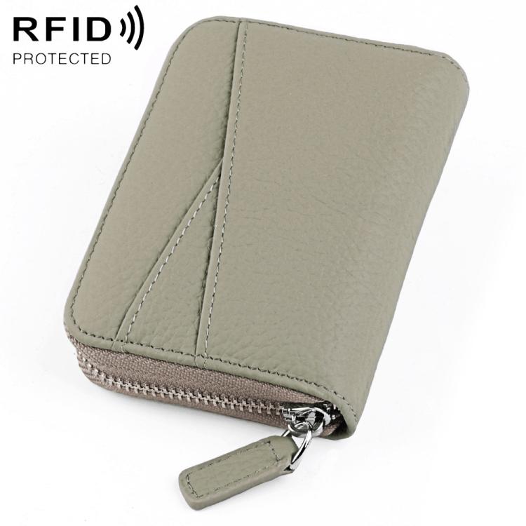 Portafoglio porta carte KB23 in vera pelle con cerniera e scomparto multiplo a fisarmonica con tecnologia RFID.