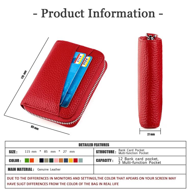Portafoglio porta carte KB23 in vera pelle con cerniera e scomparto multiplo a fisarmonica con tecnologia RFID.