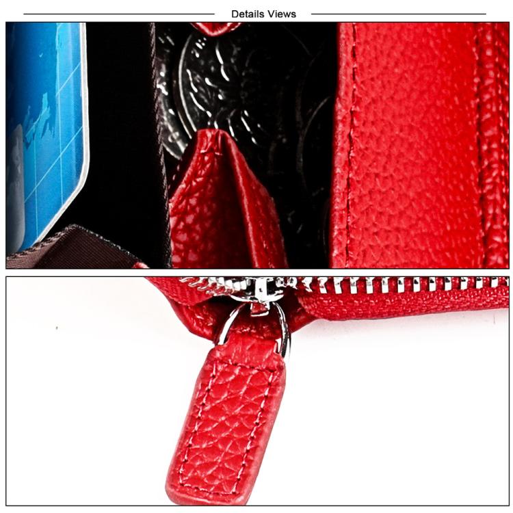 Portafoglio porta carte KB23 in vera pelle con cerniera e scomparto multiplo a fisarmonica con tecnologia RFID.