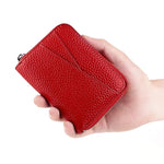 Portafoglio porta carte KB23 in vera pelle con cerniera e scomparto multiplo a fisarmonica con tecnologia RFID.