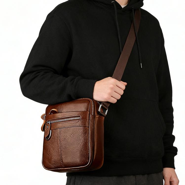 Borsa a tracolla da uomo casual in vera pelle