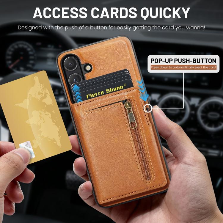 Fierre Shann Oil Wax Vegan Leather Magnetic Card Holder Retro Phone Case, For Galaxy S26+ 5G, For Galaxy S26 Ultra 5G, For Galaxy S26 5G, For Galaxy S25 FE 5G