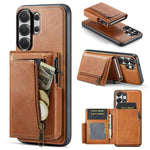 Fierre Shann Oil Wax Vegan Leather Magnetic Card Holder Retro Phone Case, For Galaxy S26+ 5G, For Galaxy S26 Ultra 5G, For Galaxy S26 5G, For Galaxy S25 FE 5G