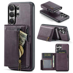 Fierre Shann Oil Wax Vegan Leather Magnetic Card Holder Retro Phone Case, For Galaxy S26+ 5G, For Galaxy S26 Ultra 5G, For Galaxy S26 5G, For Galaxy S25 FE 5G