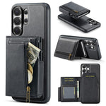 Fierre Shann Oil Wax Vegan Leather Magnetic Card Holder Retro Phone Case, For Galaxy S26+ 5G, For Galaxy S26 Ultra 5G, For Galaxy S26 5G, For Galaxy S25 FE 5G