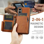 Fierre Shann Oil Wax Vegan Leather Magnetic Card Holder Retro Phone Case, For Galaxy S25 Edge 5G, For Galaxy S25 5G, For Galaxy S25+ 5G, For Galaxy S25 Ultra 5G