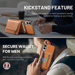 Fierre Shann Oil Wax Vegan Leather Magnetic Card Holder Retro Phone Case, For Galaxy S25 Edge 5G, For Galaxy S25 5G, For Galaxy S25+ 5G, For Galaxy S25 Ultra 5G