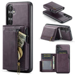 Fierre Shann Oil Wax Vegan Leather Magnetic Card Holder Retro Phone Case, For Galaxy S24 FE 5G, For Galaxy S24 Ultra 5G, For Galaxy S24+ 5G, For Galaxy S24 5G