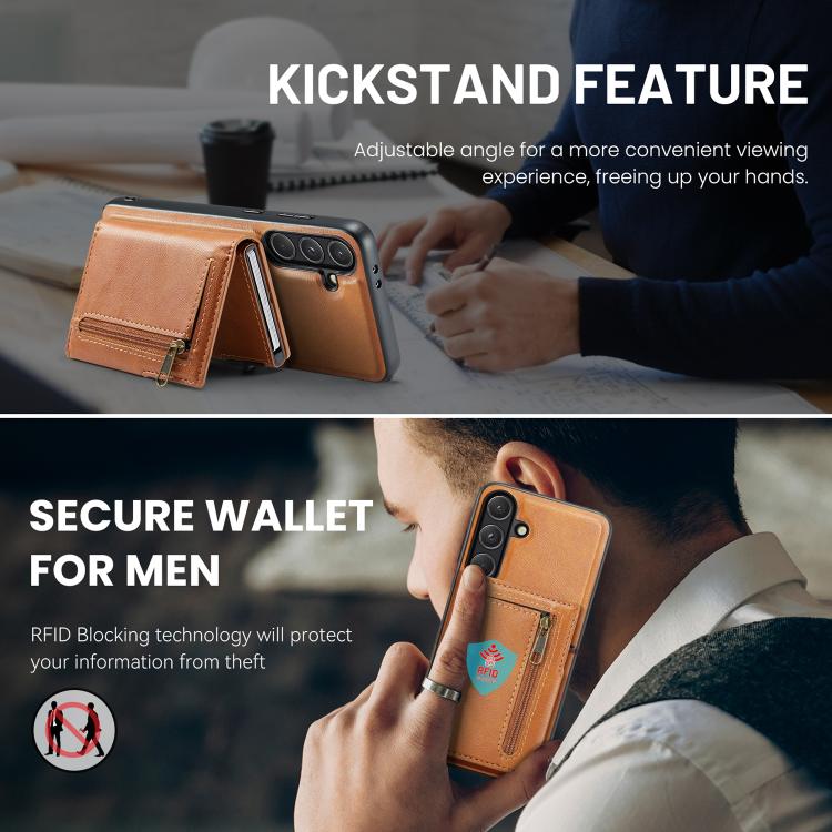 Fierre Shann Oil Wax Vegan Leather Magnetic Card Holder Retro Phone Case, For Galaxy S24 FE 5G, For Galaxy S24 Ultra 5G, For Galaxy S24+ 5G, For Galaxy S24 5G