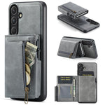 Fierre Shann Oil Wax Vegan Leather Magnetic Card Holder Retro Phone Case, For Galaxy S24 FE 5G, For Galaxy S24 Ultra 5G, For Galaxy S24+ 5G, For Galaxy S24 5G