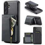 Fierre Shann Oil Wax Vegan Leather Magnetic Card Holder Retro Phone Case, For Galaxy S24 FE 5G, For Galaxy S24 Ultra 5G, For Galaxy S24+ 5G, For Galaxy S24 5G