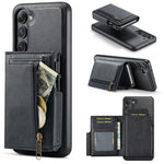 Fierre Shann Oil Wax Vegan Leather Magnetic Card Holder Retro Phone Case, For Galaxy S23 FE 5G, For Galaxy S23 Ultra 5G, For Galaxy S23+ 5G, For Galaxy S23 5G