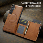 Fierre Shann Oil Wax Vegan Leather Magnetic Card Holder Retro Phone Case, For Galaxy S23 FE 5G, For Galaxy S23 Ultra 5G, For Galaxy S23+ 5G, For Galaxy S23 5G