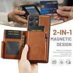 Fierre Shann Oil Wax Vegan Leather Magnetic Card Holder Retro Phone Case, For Galaxy S22 Ultra 5G, For Galaxy S22+ 5G, For Galaxy S22 5G