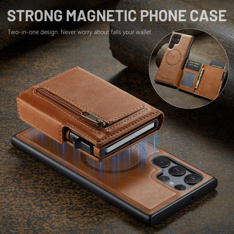 Fierre Shann Oil Wax Vegan Leather Magnetic Card Holder Retro Phone Case, For Galaxy S22 Ultra 5G, For Galaxy S22+ 5G, For Galaxy S22 5G